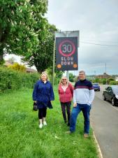 Speed Warning Device on Pytchely Road with Cllrs Eve Edwards, Maggie Don and Scott Edwards