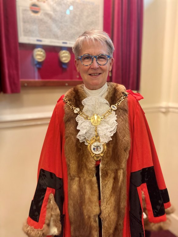 Mayor of Kettering Councillor Keli Watts dressed in MAyorl ceremonial robes